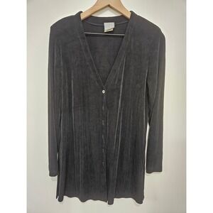Rabbit Designs Black Slinky Knit Button Front Cardigan Longline Top Size 6M USA